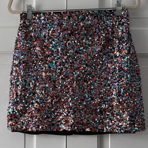 ASOS Sequin Mini Skirt Multicolor  Sparkling Holiday Cocktail Festive Size 6